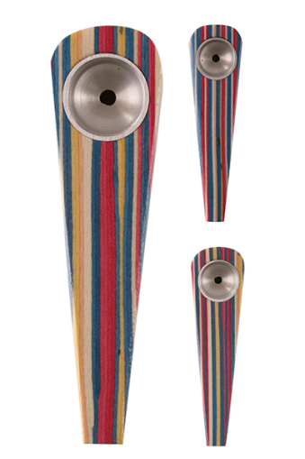 Дървена лула с метална чашка - Многоцветна