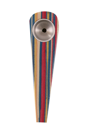 Дървена лула с метална чашка - Многоцветна
